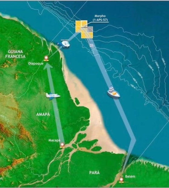 Costa brasileira e a extensão marítima da Amazônia Azul, destacando a dimensão territorial do mar