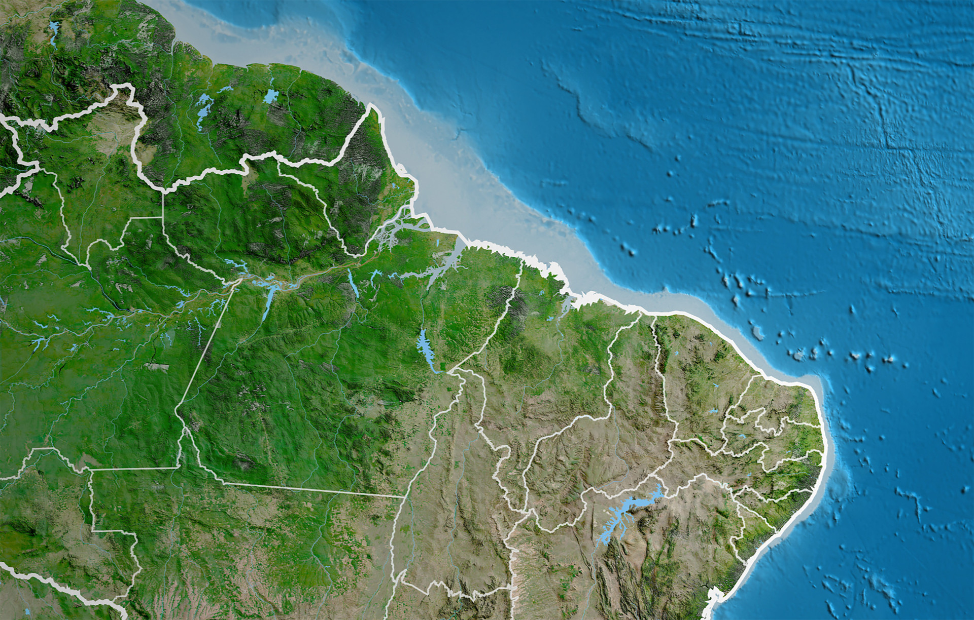 Mapa das cinco bacias sedimentares da Margem Equatorial brasileira