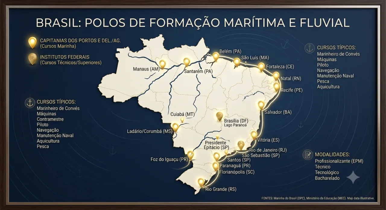 Onde fazer a formacao gratuita de aquaviario (por estado)